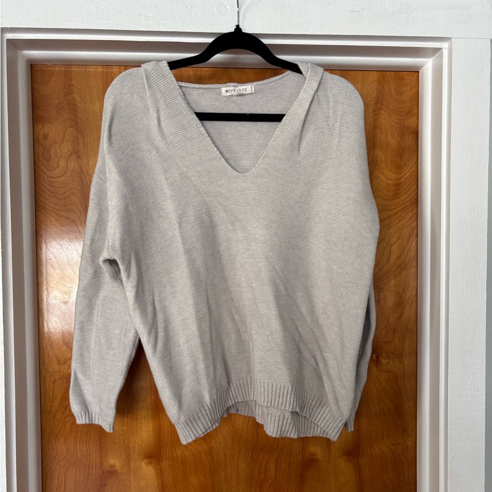 Workshop Republic Clothing Light Gray V-Neck Sweater